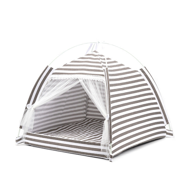 Cat Tent with striped design, offering a cozy hideaway for cats to relax and play.