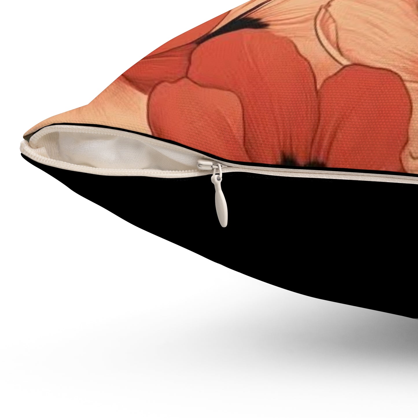 Black Cat in the Poppies Pillow