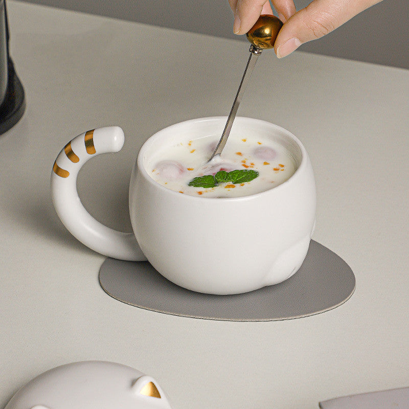 Cartoon Animal Ceramic Coffee Breakfast Mug With Lid