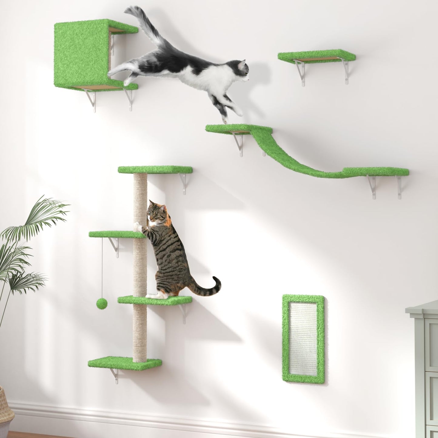 5-Piece Wooden Cat Wall Climber & Shelves Set