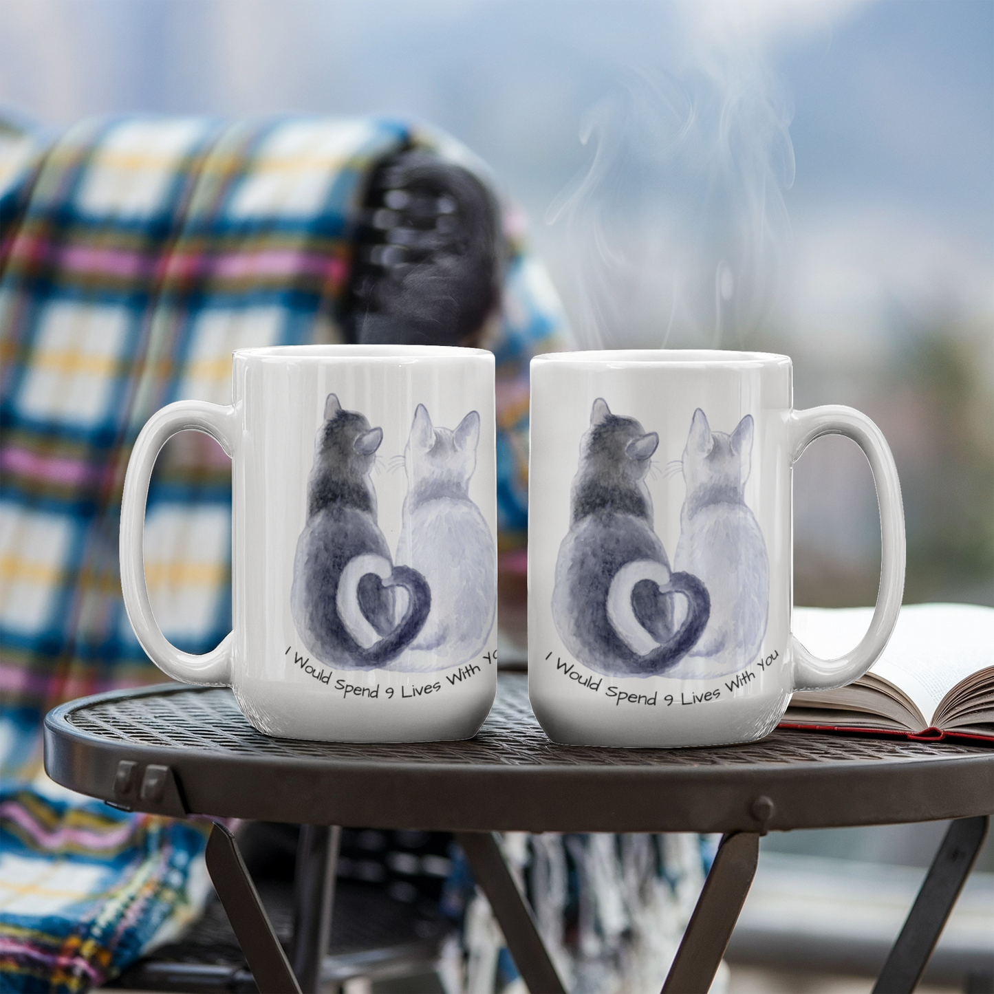 "I Would Spend 9 Lives with You" Romantic Gift Mug | 15oz Cat Lover Mug