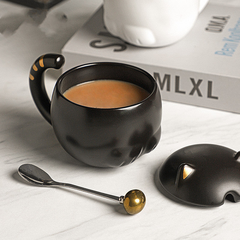 Cartoon Animal Ceramic Coffee Breakfast Mug With Lid