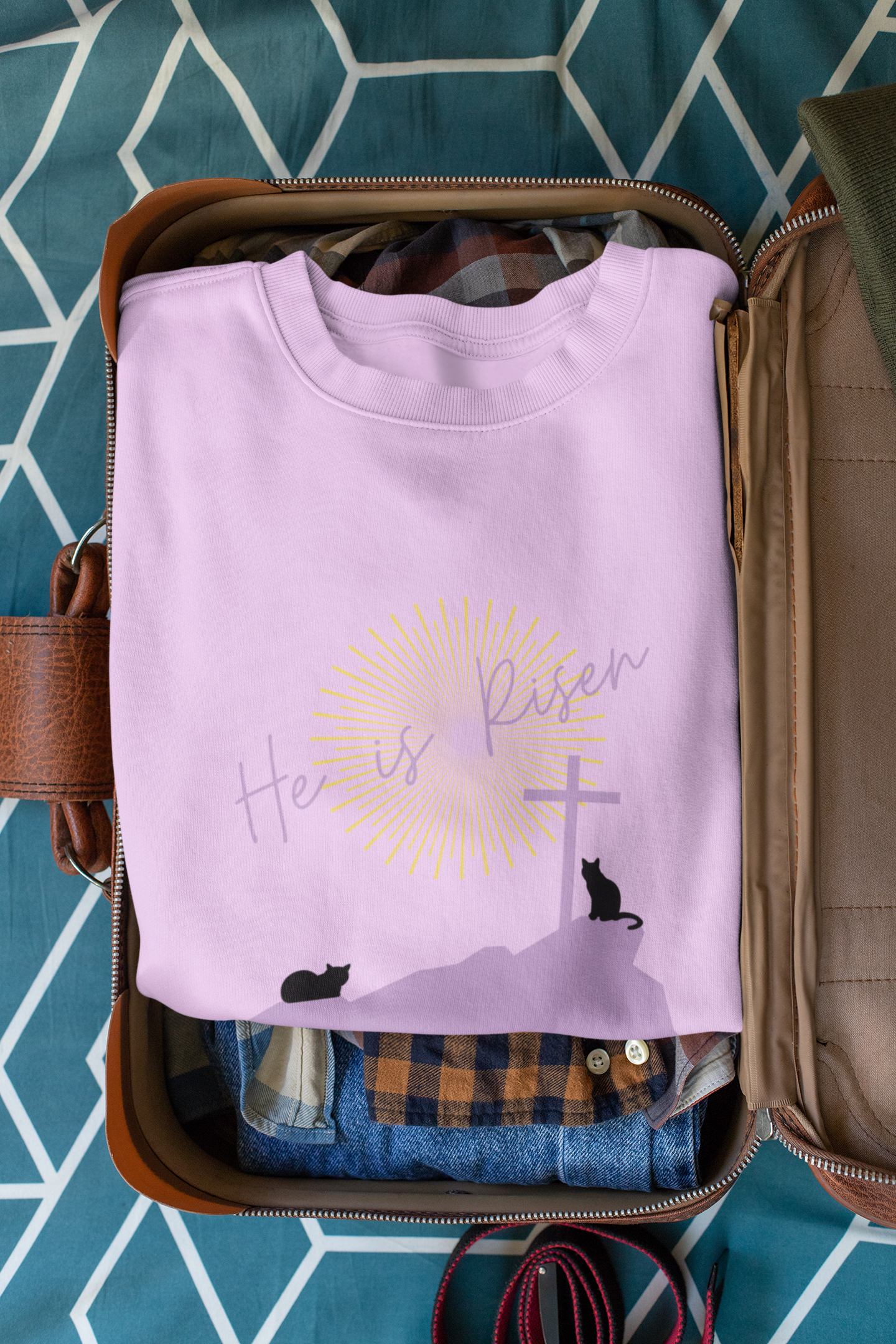 He Is Risen Cat-Themed Sweatshirt