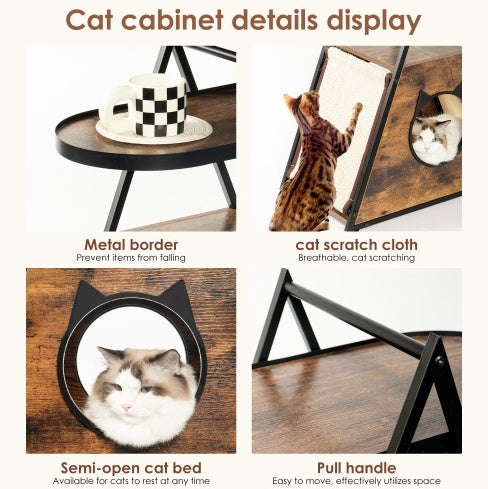 Vintage Wooden Cat House & Nightstand End Table