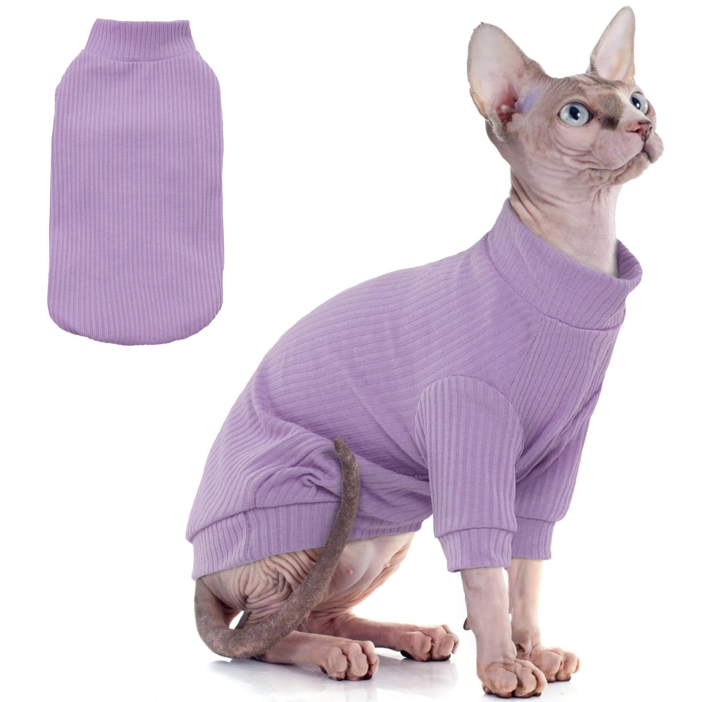 Soft Stretchy Sphynx Cat Sweater with Sleeves