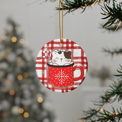 Hot Cocoa Cat Mug Ornament
