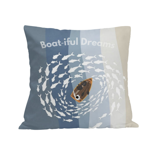 Boat-iful Dreams Pillow Case featuring playful fish design and a boat, perfect for cozy naptime adventures.