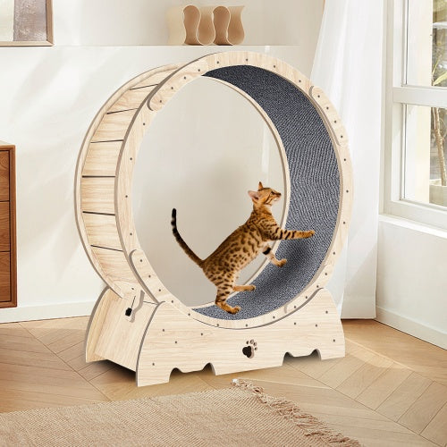 Natural Wood Indoor Cat Exercise Wheel