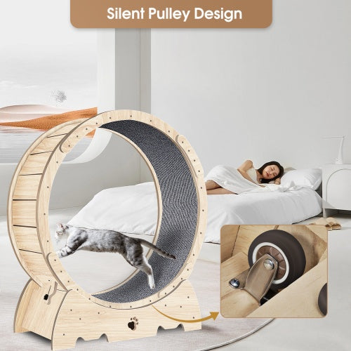 Natural Wood Indoor Cat Exercise Wheel