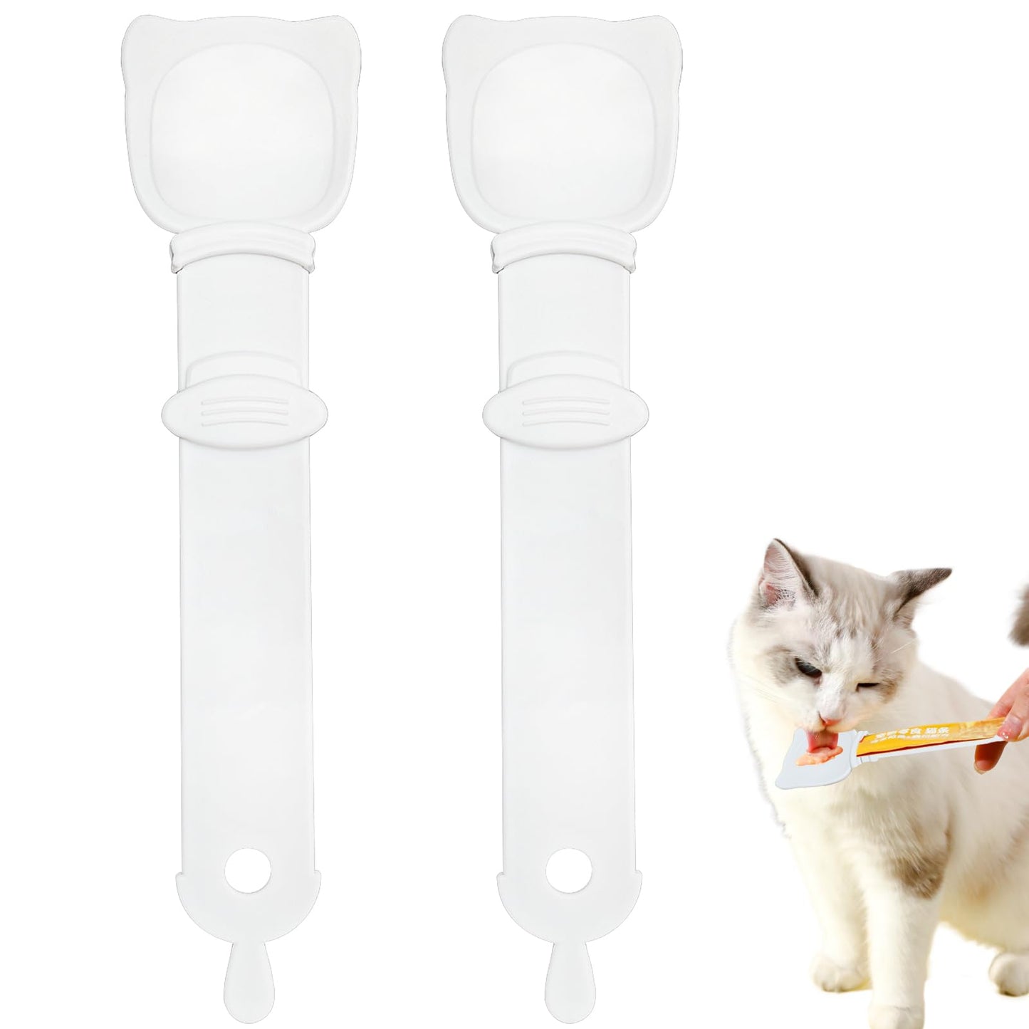 2-Piece Lickable Cat Treat Squeeze Spoon Feeder