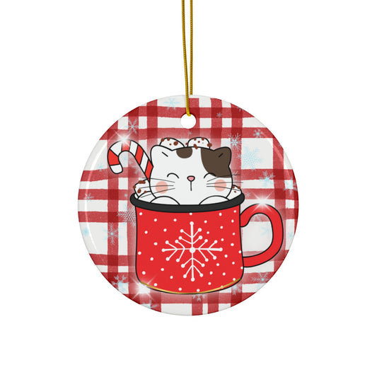 Hot Cocoa Cat Mug Ornament