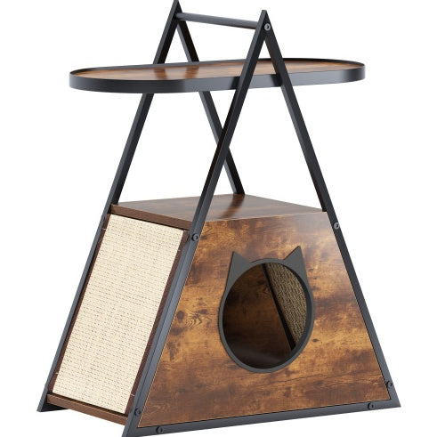 Vintage Wooden Cat House & Nightstand End Table