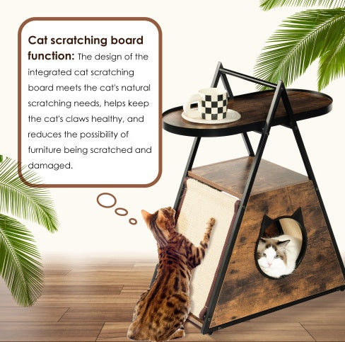 Vintage Wooden Cat House & Nightstand End Table