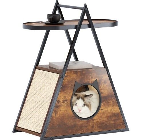 Vintage Wooden Cat House & Nightstand End Table