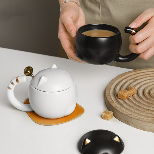 Cartoon Animal Ceramic Coffee Breakfast Mug With Lid