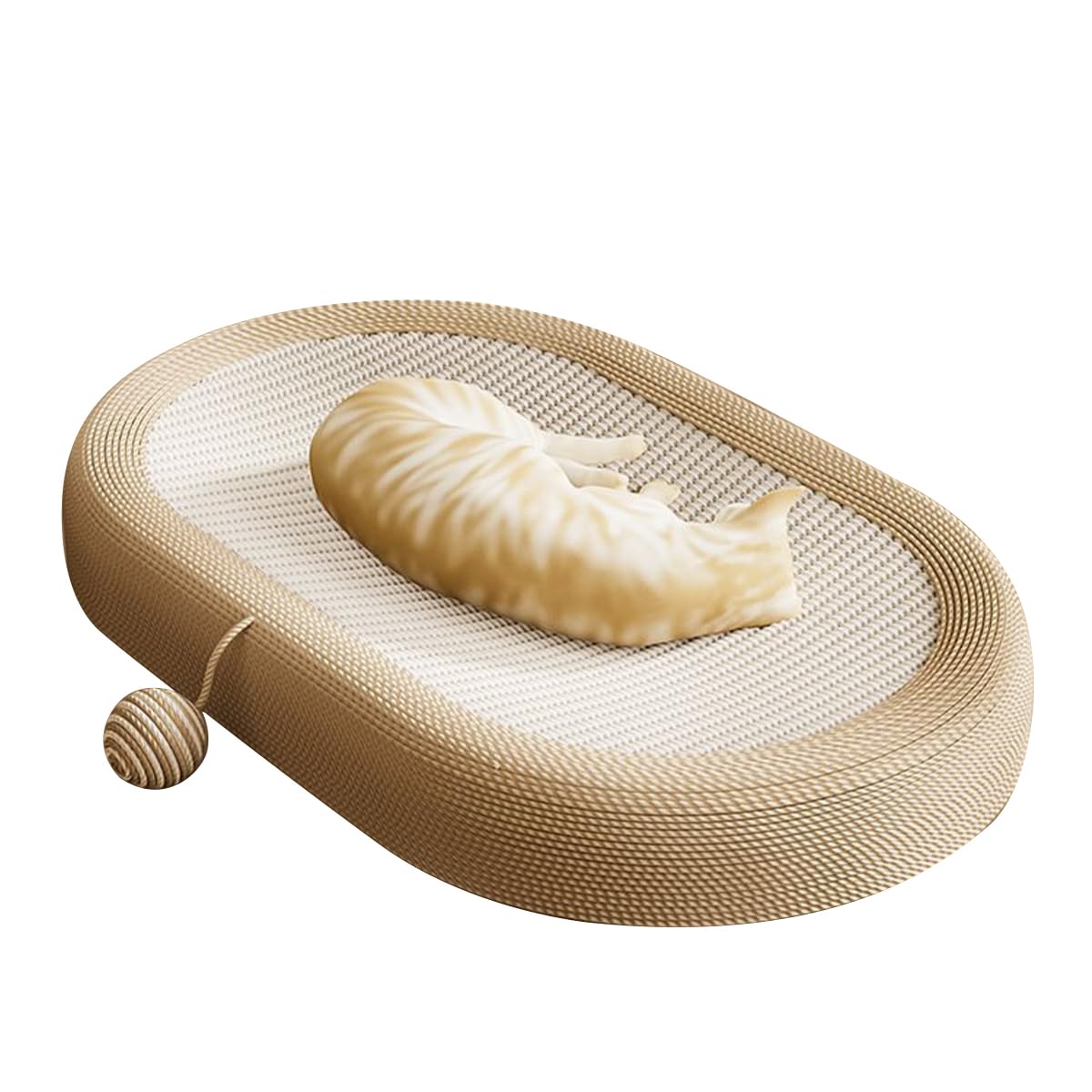 24" 3-in-1 Oval Sisal Cat Scratcher Lounge Bed