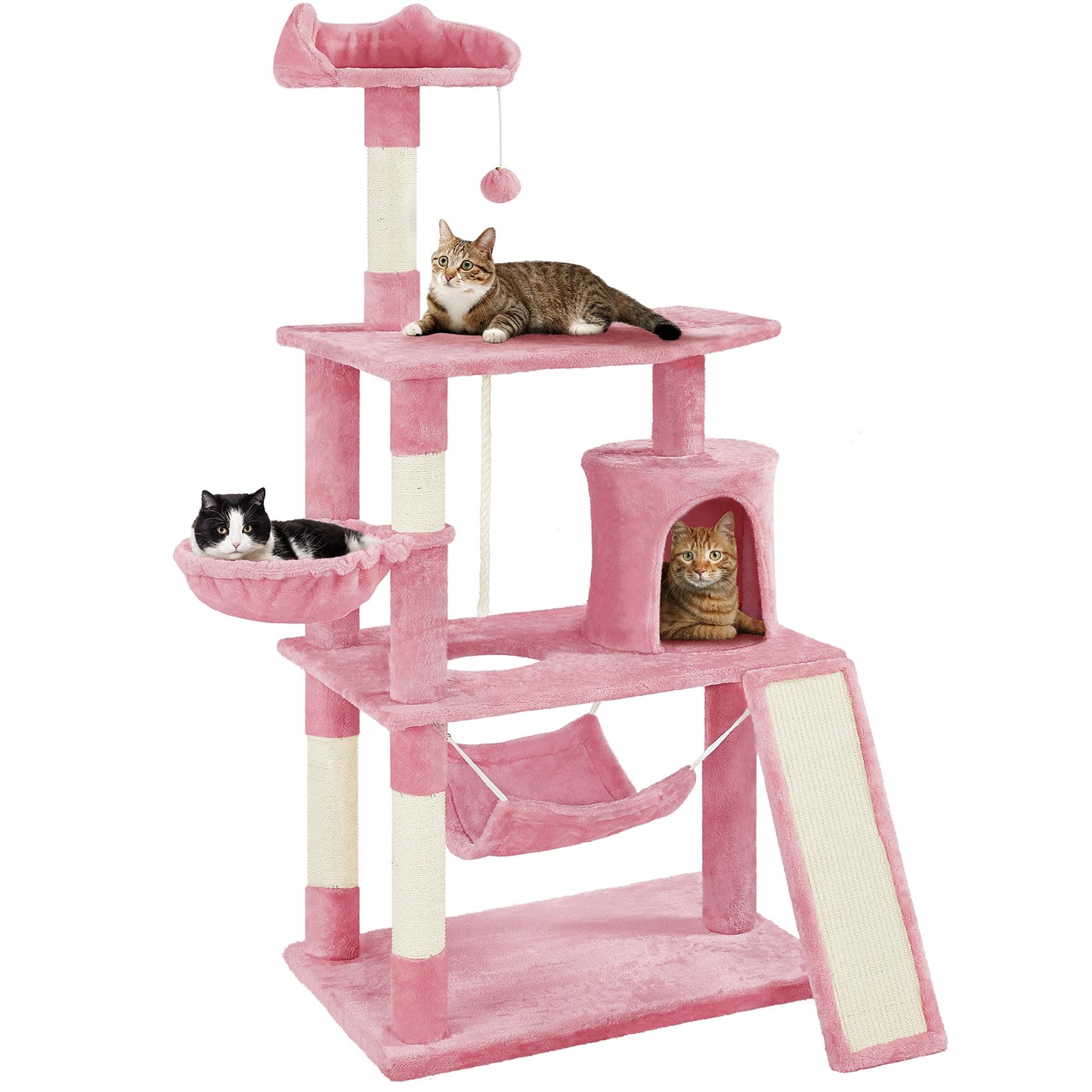 63.5" Luxury Pink Cat Tree Penthouse Tower