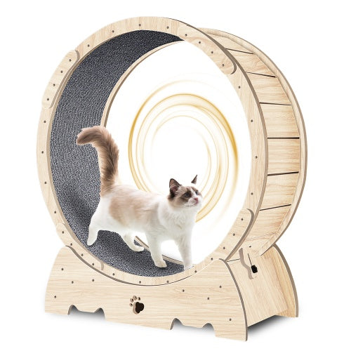 Natural Wood Indoor Cat Exercise Wheel