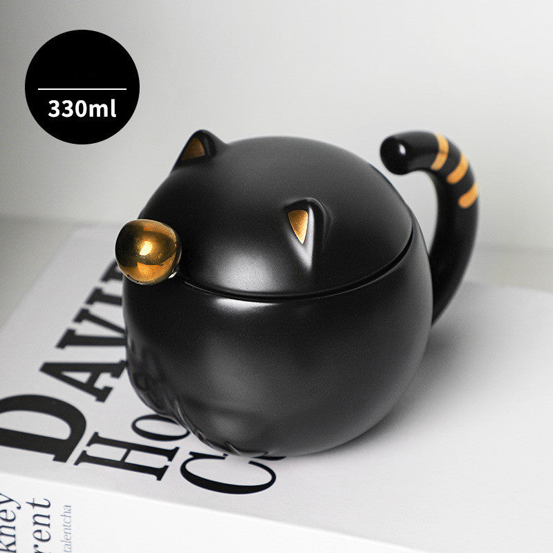 Cartoon Animal Ceramic Coffee Breakfast Mug With Lid
