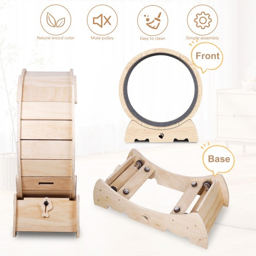 Natural Wood Indoor Cat Exercise Wheel