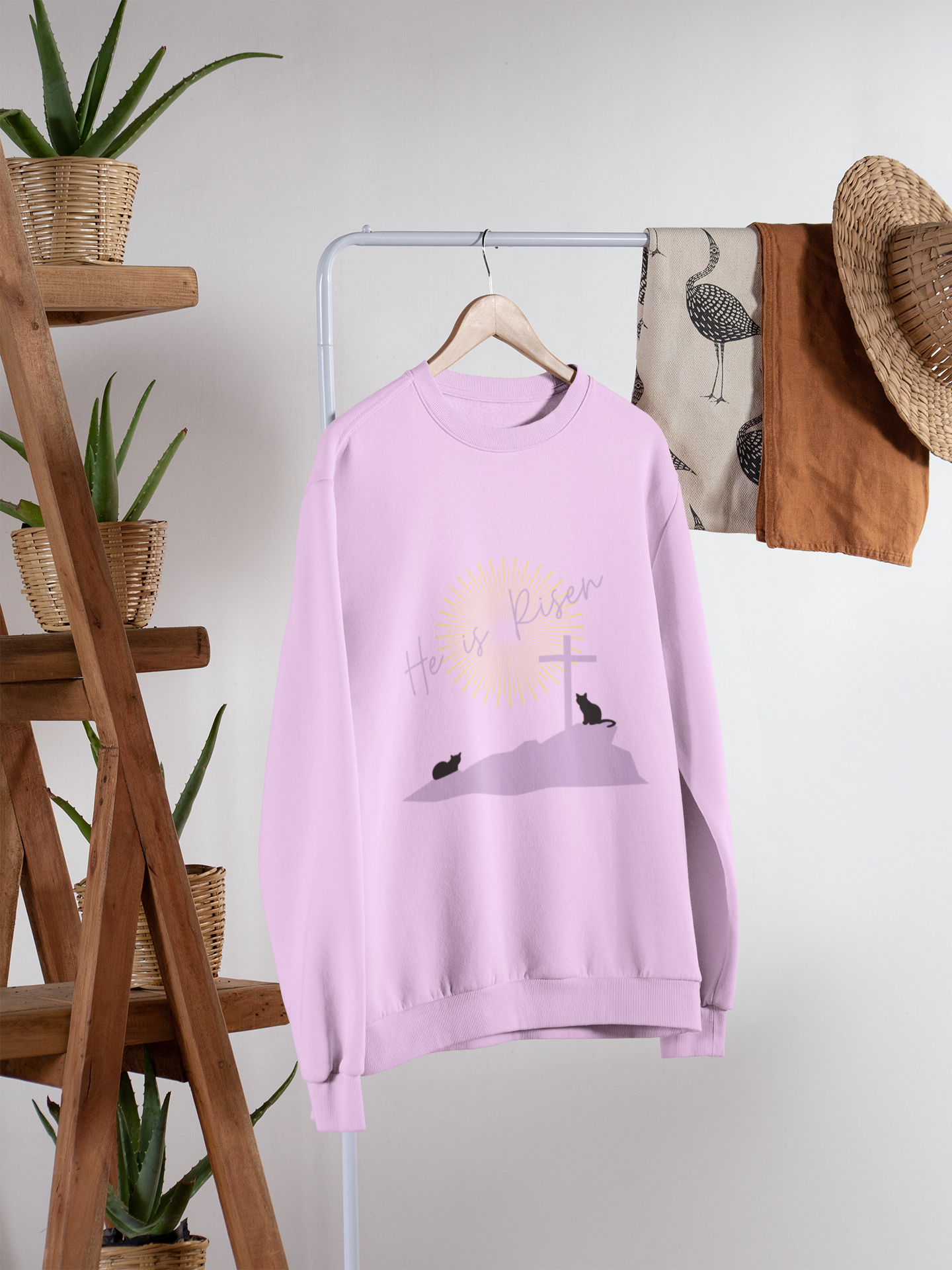 He Is Risen Cat-Themed Sweatshirt